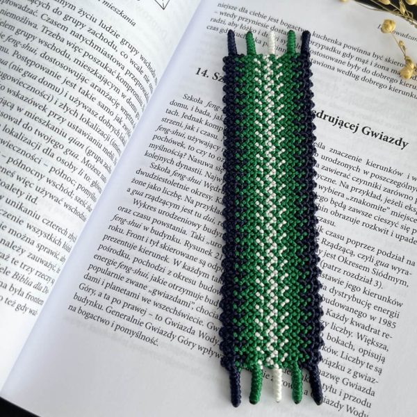 Zakładka do książki – kolekcja Latający dywan – zielono-biało-granatowa