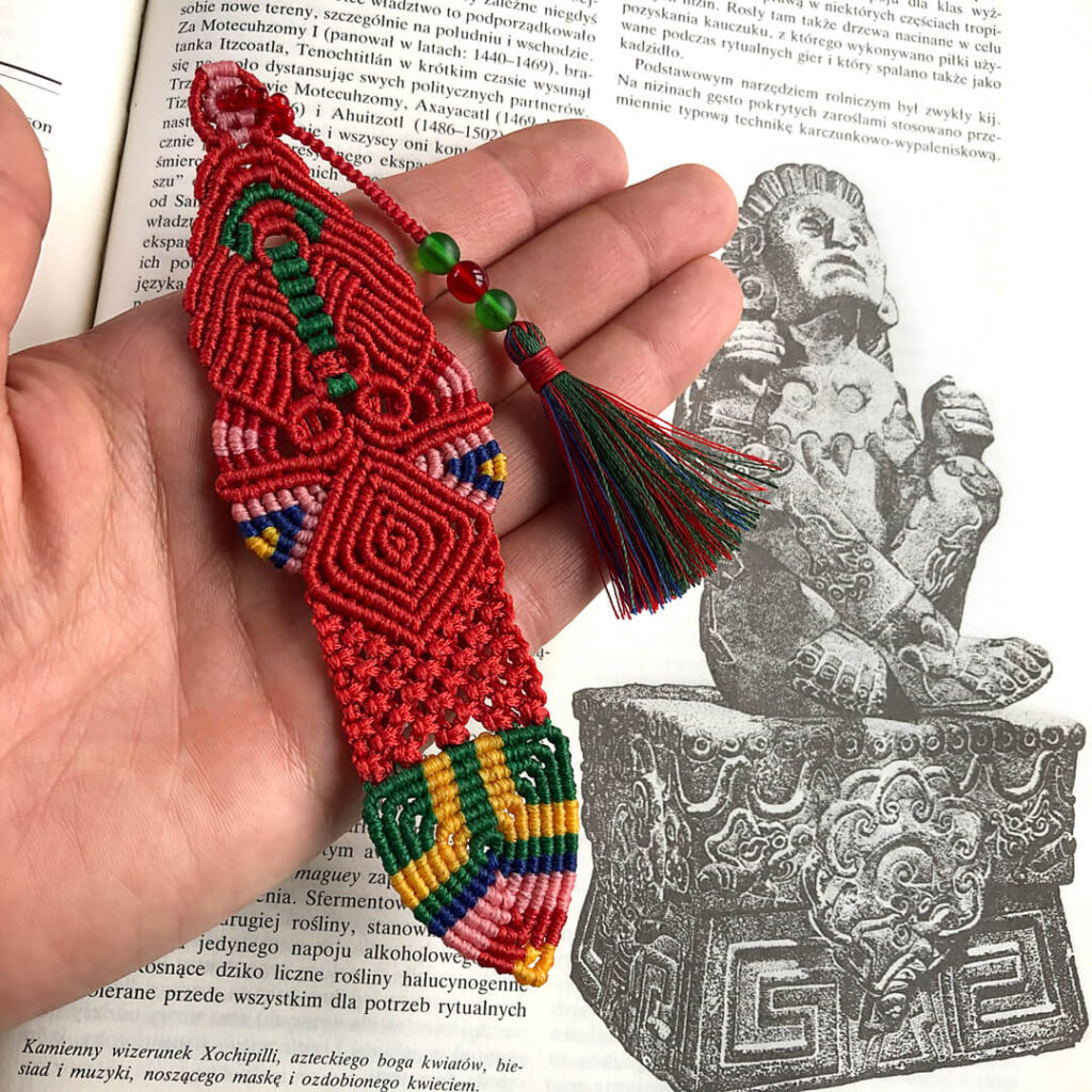 Aztecki sztylet – makramowa zakładka do książki (nie tylko historycznej) z chwostem